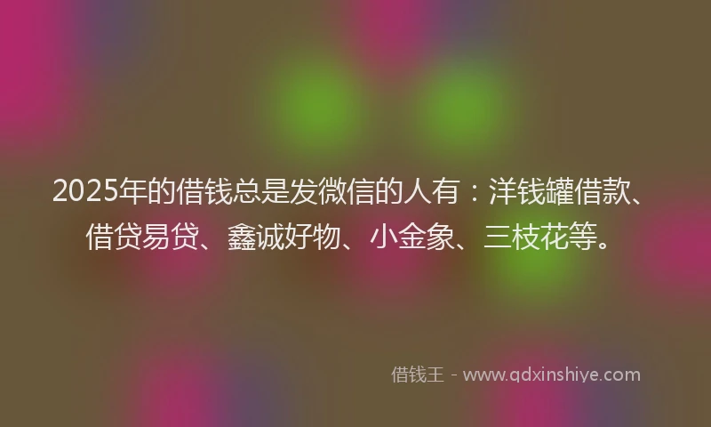 2025年的借钱总是发微信的人有：洋钱罐借款、借贷易贷、鑫诚好物、小金象、三枝花等。