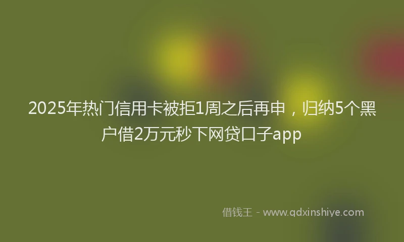 2025年热门信用卡被拒1周之后再申，归纳5个黑户借2万元秒下网贷口子app