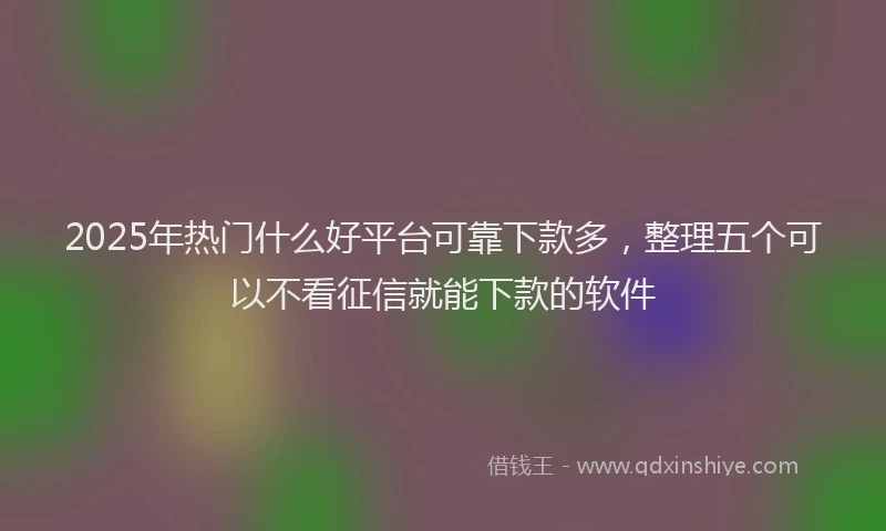 2025年热门什么好平台可靠下款多，整理五个可以不看征信就能下款的软件