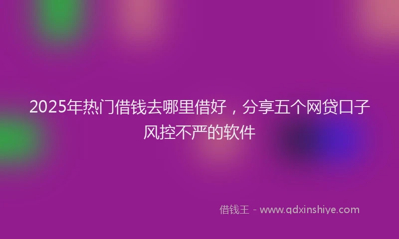 2025年热门借钱去哪里借好，分享五个网贷口子风控不严的软件