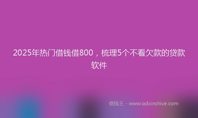 2025年热门借钱借800，梳理5个不看欠款的贷款软件