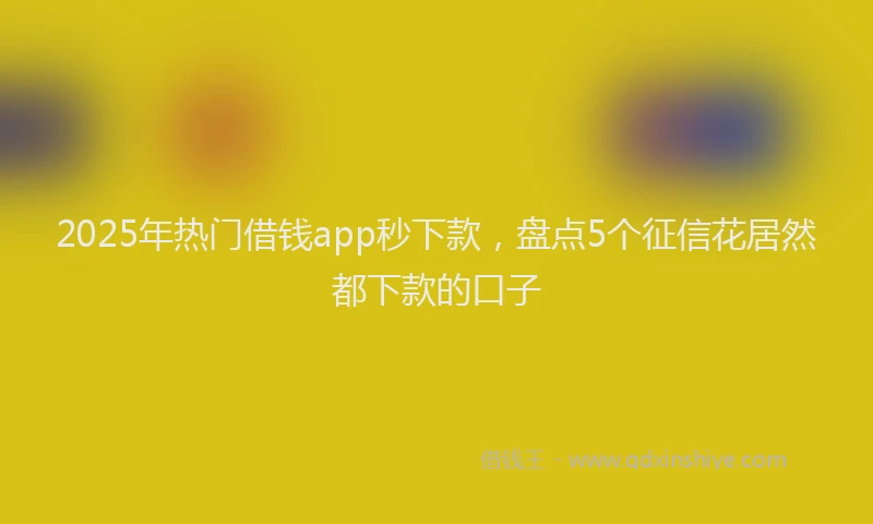 2025年热门借钱app秒下款，盘点5个征信花居然都下款的口子