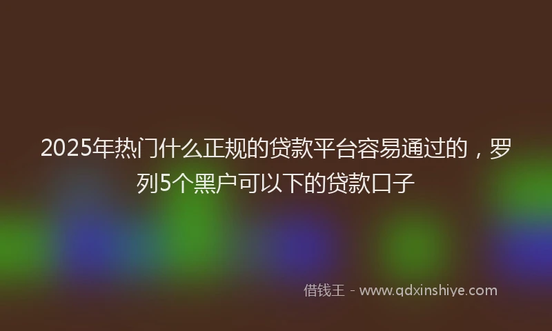 2025年热门什么正规的贷款平台容易通过的，罗列5个黑户可以下的贷款口子
