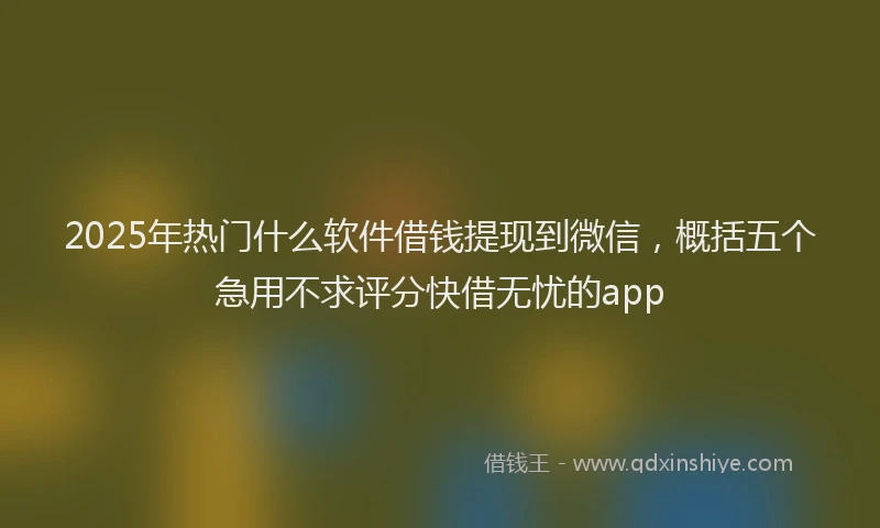 2025年热门什么软件借钱提现到微信，概括五个急用不求评分快借无忧的app