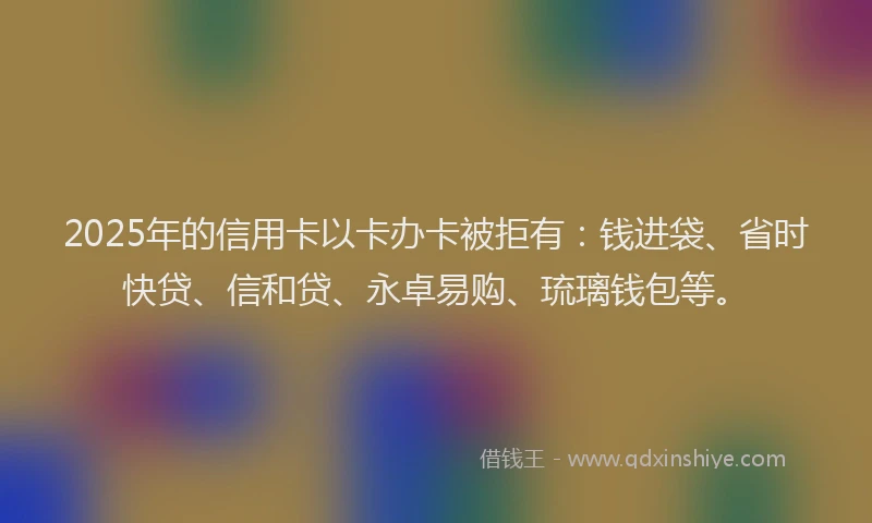 2025年的信用卡以卡办卡被拒有：钱进袋、省时快贷、信和贷、永卓易购、琉璃钱包等。
