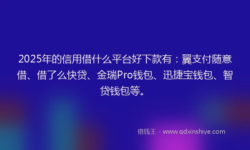 2025年的信用借什么平台好下款有：翼支付随意借、借了么快贷、金瑞Pro钱包、迅捷宝钱包、智贷钱包等。