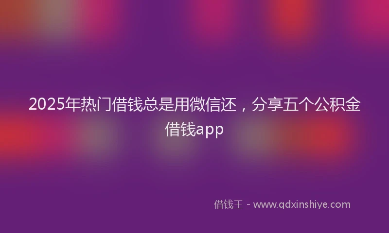 2025年热门借钱总是用微信还，分享五个公积金借钱app