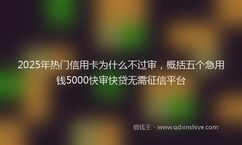 2025年热门信用卡为什么不过审，概括五个急用钱5000快审快贷无需征信平台