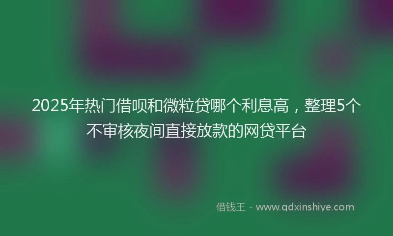 2025年热门借呗和微粒贷哪个利息高，整理5个不审核夜间直接放款的网贷平台