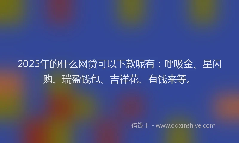 2025年的什么网贷可以下款呢有：呼吸金、星闪购、瑞盈钱包、吉祥花、有钱来等。