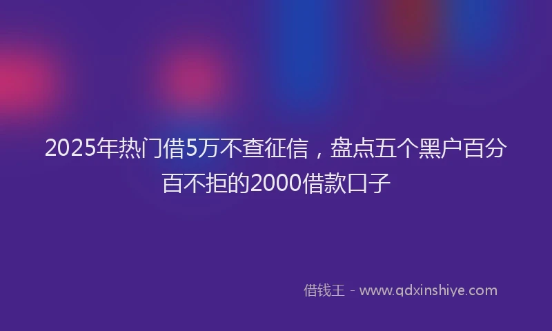 2025年热门借5万不查征信，盘点五个黑户百分百不拒的2000借款口子