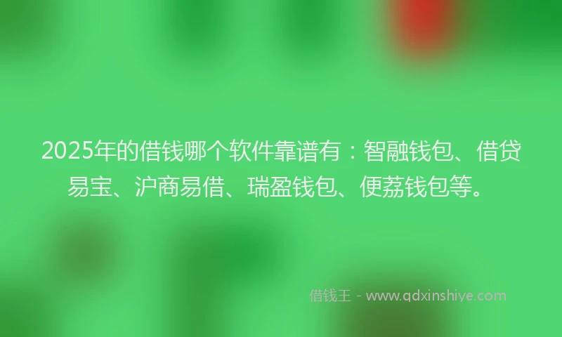 2025年的借钱哪个软件靠谱有：智融钱包、借贷易宝、沪商易借、瑞盈钱包、便荔钱包等。