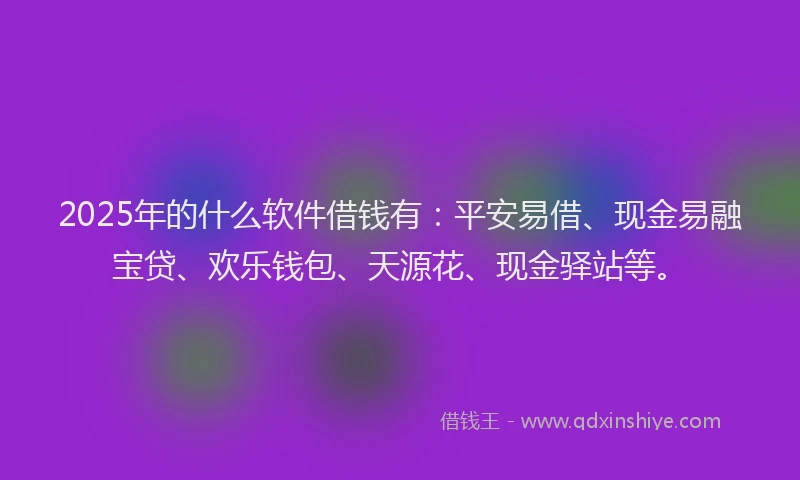 2025年的什么软件借钱有：平安易借、现金易融宝贷、欢乐钱包、天源花、现金驿站等。