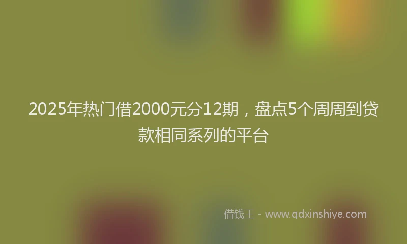 2025年热门借2000元分12期，盘点5个周周到贷款相同系列的平台