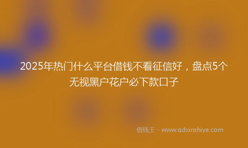 2025年热门什么平台借钱不看征信好，盘点5个无视黑户花户必下款口子