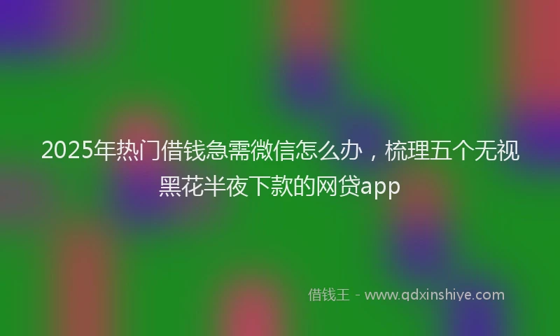 2025年热门借钱急需微信怎么办，梳理五个无视黑花半夜下款的网贷app