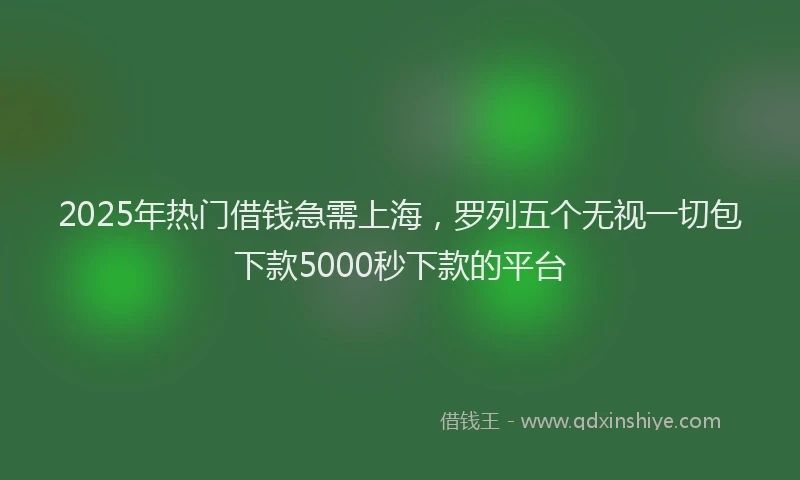 2025年热门借钱急需上海，罗列五个无视一切包下款5000秒下款的平台