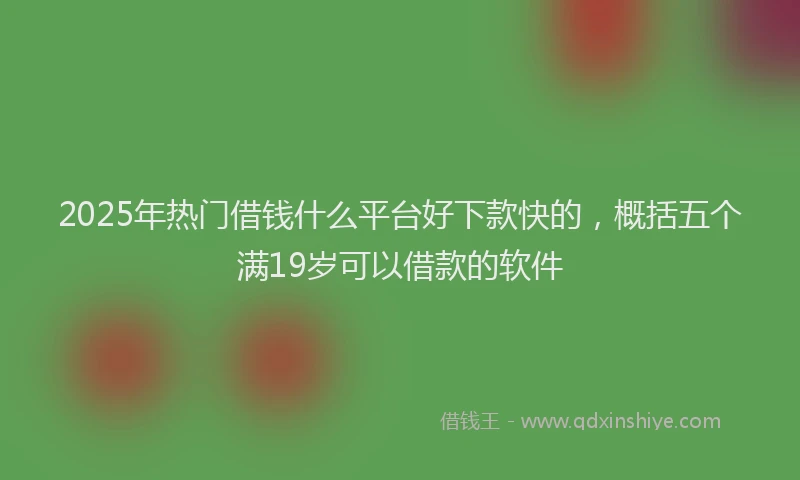 2025年热门借钱什么平台好下款快的，概括五个满19岁可以借款的软件