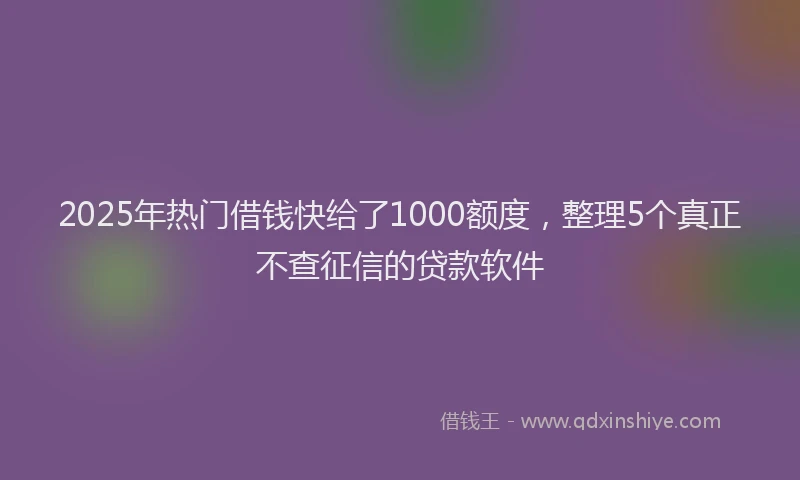 2025年热门借钱快给了1000额度，整理5个真正不查征信的贷款软件