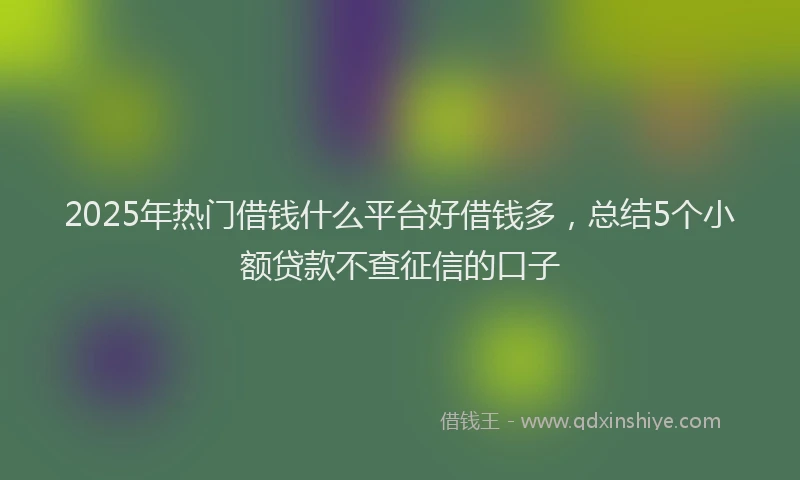 2025年热门借钱什么平台好借钱多，总结5个小额贷款不查征信的口子