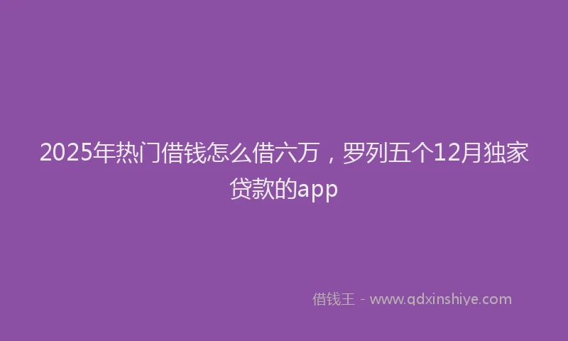 2025年热门借钱怎么借六万，罗列五个12月独家贷款的app