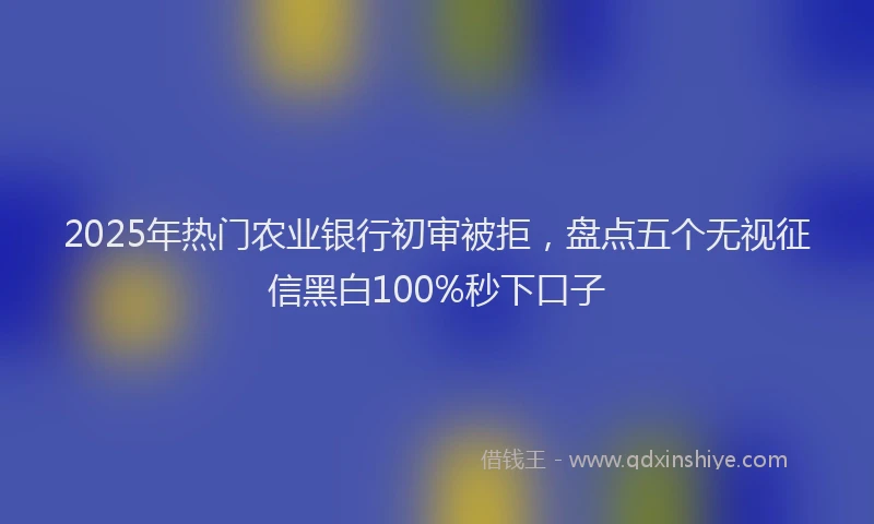 2025年热门农业银行初审被拒，盘点五个无视征信黑白100%秒下口子