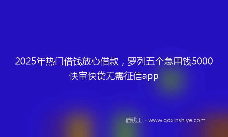 2025年热门借钱放心借款，罗列五个急用钱5000快审快贷无需征信app