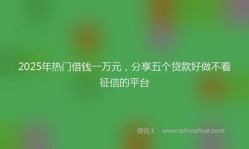 2025年热门借钱一万元，分享五个贷款好做不看征信的平台