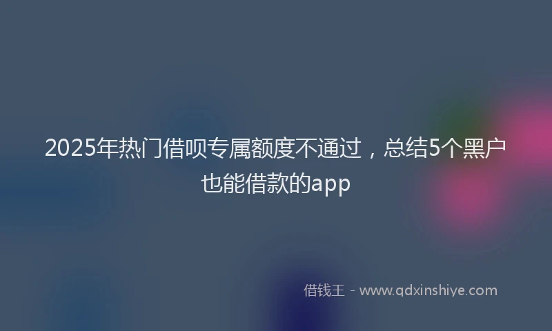 2025年热门借呗专属额度不通过，总结5个黑户也能借款的app