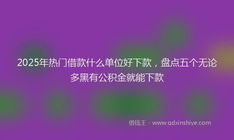 2025年热门借款什么单位好下款，盘点五个无论多黑有公积金就能下款