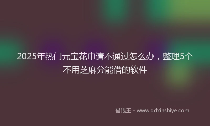 2025年热门元宝花申请不通过怎么办，整理5个不用芝麻分能借的软件