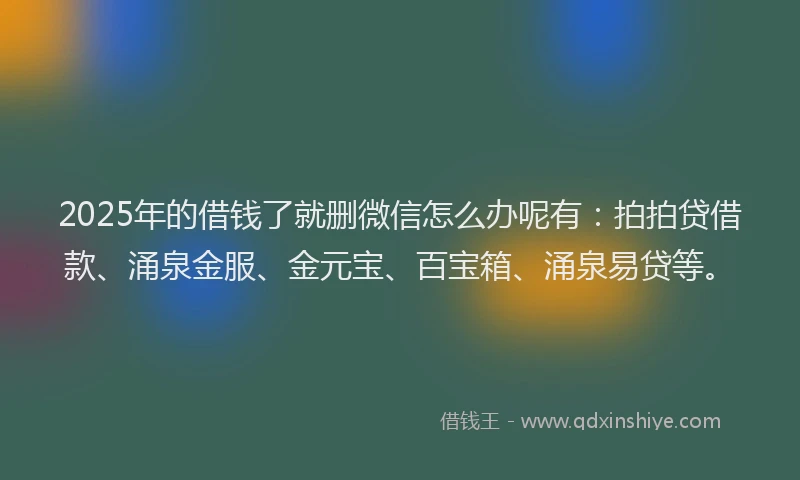 2025年的借钱了就删微信怎么办呢有：拍拍贷借款、涌泉金服、金元宝、百宝箱、涌泉易贷等。
