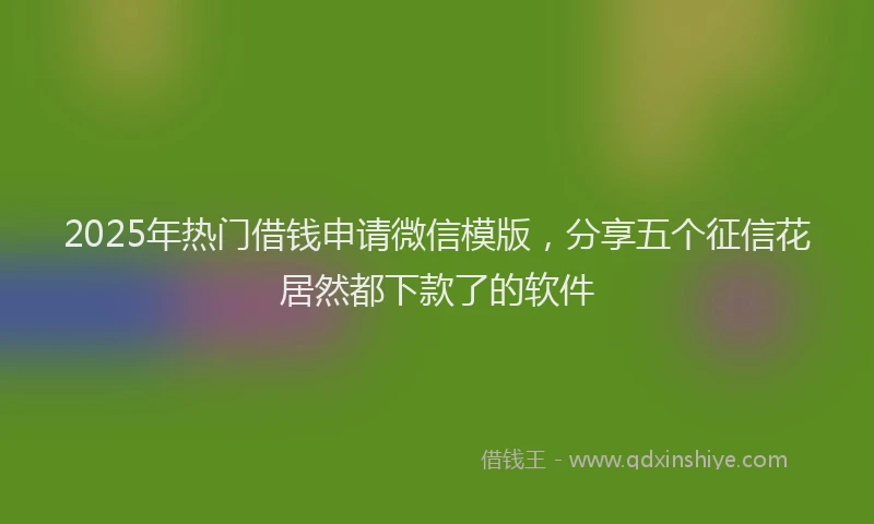 2025年热门借钱申请微信模版，分享五个征信花居然都下款了的软件