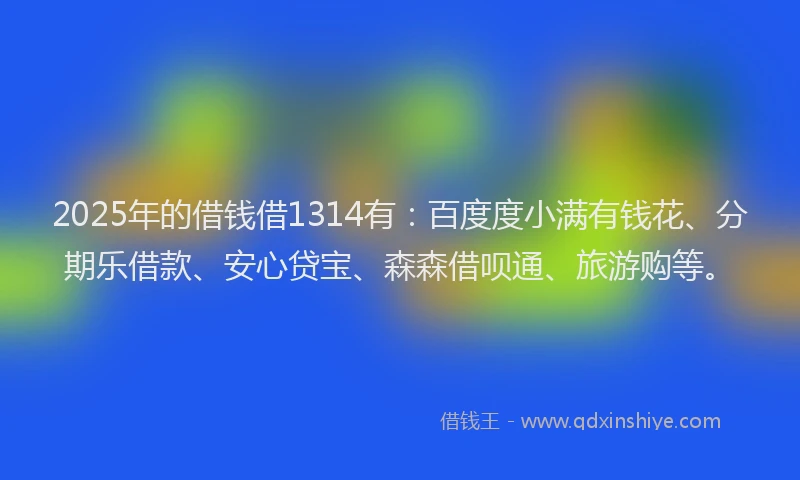 2025年的借钱借1314有：百度度小满有钱花、分期乐借款、安心贷宝、森森借呗通、旅游购等。
