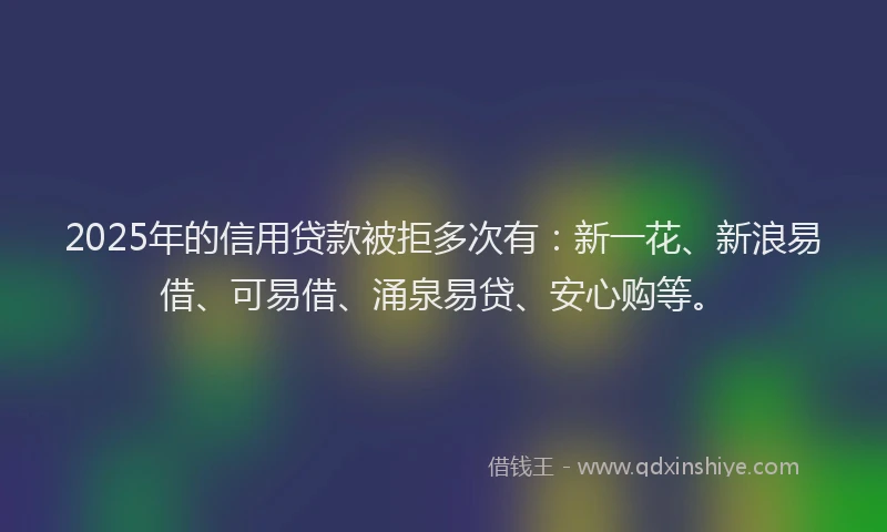 2025年的信用贷款被拒多次有：新一花、新浪易借、可易借、涌泉易贷、安心购等。