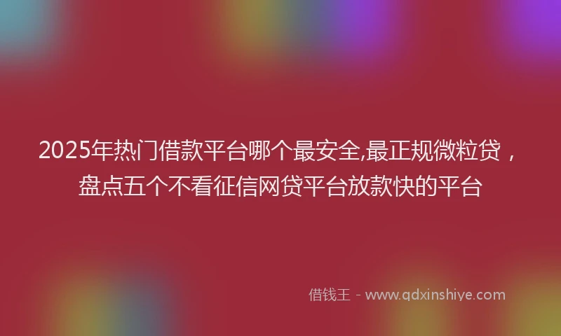 2025年热门借款平台哪个最安全,最正规微粒贷，盘点五个不看征信网贷平台放款快的平台