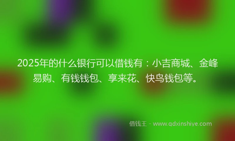 2025年的什么银行可以借钱有：小吉商城、金峰易购、有钱钱包、享来花、快鸟钱包等。