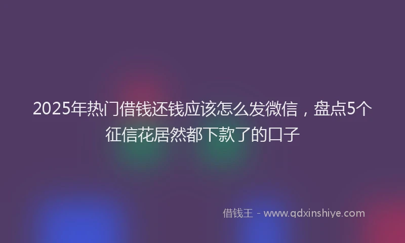 2025年热门借钱还钱应该怎么发微信，盘点5个征信花居然都下款了的口子