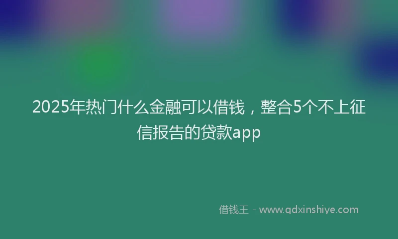 2025年热门什么金融可以借钱，整合5个不上征信报告的贷款app