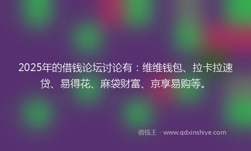 2025年的借钱论坛讨论有：维维钱包、拉卡拉速贷、易得花、麻袋财富、京享易购等。