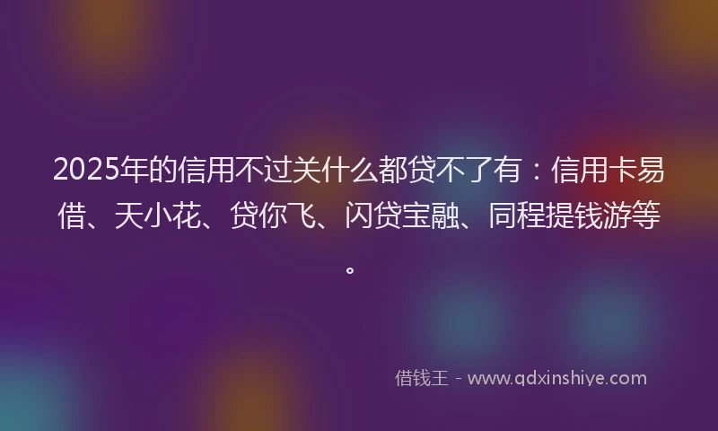 2025年的信用不过关什么都贷不了有：信用卡易借、天小花、贷你飞、闪贷宝融、同程提钱游等。