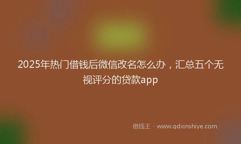2025年热门借钱后微信改名怎么办，汇总五个无视评分的贷款app