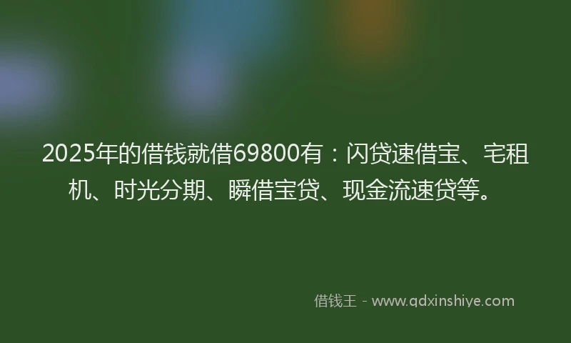 2025年的借钱就借69800有：闪贷速借宝、宅租机、时光分期、瞬借宝贷、现金流速贷等。