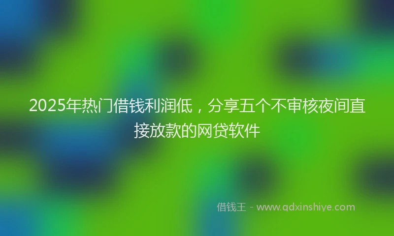2025年热门借钱利润低，分享五个不审核夜间直接放款的网贷软件