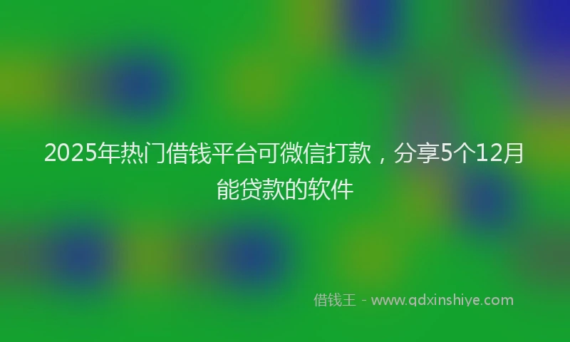 2025年热门借钱平台可微信打款，分享5个12月能贷款的软件