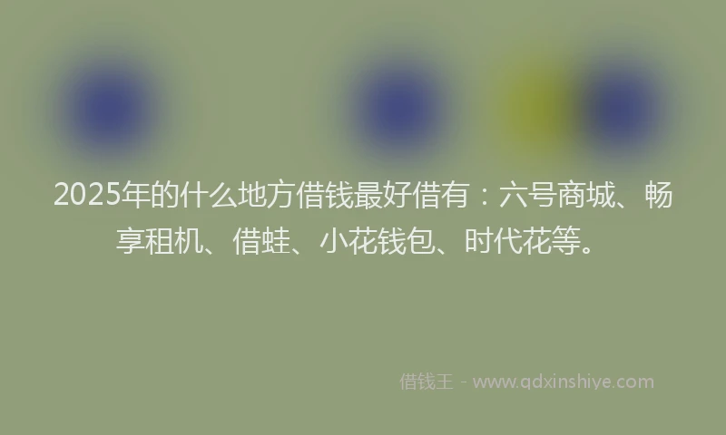 2025年的什么地方借钱最好借有：六号商城、畅享租机、借蛙、小花钱包、时代花等。