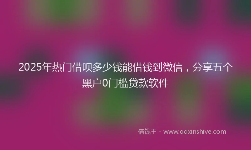 2025年热门借呗多少钱能借钱到微信，分享五个黑户0门槛贷款软件