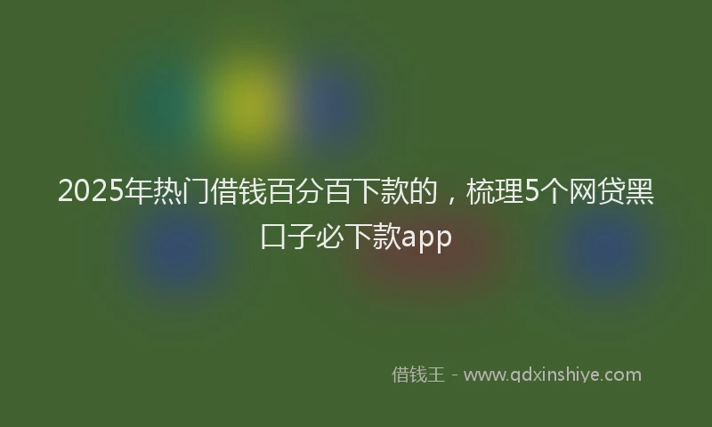 2025年热门借钱百分百下款的，梳理5个网贷黑口子必下款app