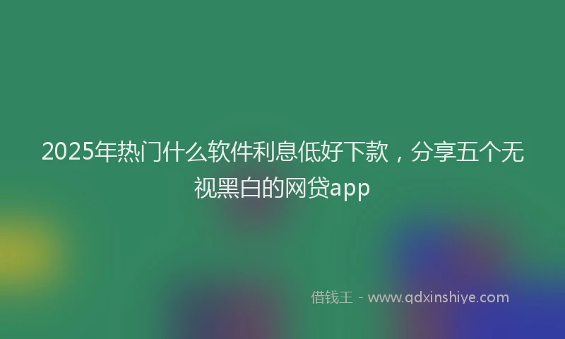 2025年热门什么软件利息低好下款，分享五个无视黑白的网贷app