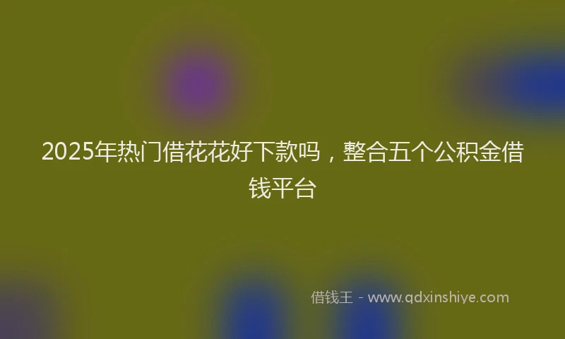 2025年热门借花花好下款吗，整合五个公积金借钱平台
